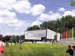 An artistic rendering of a possible new Canada 150 Pavilion and bandshell in Harris Park (supplied photo).