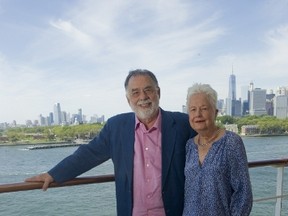 Francis Ford Coppola, left, and Eleanor Coppola on Queen Mary 2 in Brooklyn, N.Y. on Sunday, Jul. 24, 2016. (PRNewsFoto/Diane Bondareff/Cunard Line)