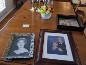 Steve Knowlton talks about his mother Mary Knowlton, shown in family photos, during an interview Wednesday, Aug. 10, 2016, in Punta Gorda, Fla. Police say an officer accidentally shot Mary to death during a citizen's academy "shoot/don't shoot" exercise Tuesday evening. (AP Photo/Chris O'Meara)