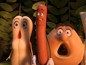 Brenda (Kristen Wiig), Frank (Seth Rogen), Sammy (Ed Norton) in Columbia Pictures' Sausage Party. (Handout photo)