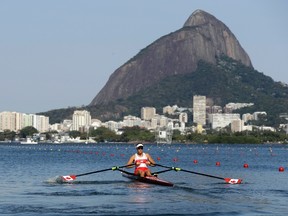 Former Laurentian University rower Carling Zeeman of Canada competes during the Women's Single Sculls Quarterfinals on Day 4 of the Rio 2016 Olympic Games at the Lagoa Stadium on August 9, 2016 in Rio de Janeiro, Brazil. Zeeman will race the semifinals Friday and the finals Saturday.  (Photo by Alexander Hassenstein/Getty Images)
