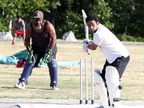 Batter Krishna Challagulla prepares to hit the ball during Big Nickel Cricket Club practice in Capreol on July 7, 2016. The club is holding its final regular season matches Saturday at the cricket pitch in Capreol beginning at 8 a.m. The Northern Ontario final will be played the following Saturday. Gino Donato/Sudbury Star/Postmedia Network