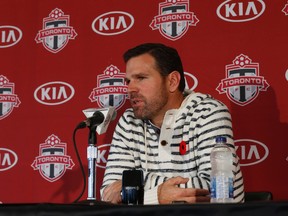 Coach Greg Vanney speaks to the media in Toronto on Tuesday November 3, 2015. (Jack Boland/Toronto Sun/Postmedia Network)