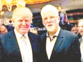 London lawyer Faisal Joseph, right, was introduced to Donald Trump at a professional boxing match between Floyd Mayweather Jr. and Manny Pacquiao in Las Vegas three weeks before Trump announced he was running to be the Republican nominee for president. Joking with Trump, Joseph said the rumours that Trump would run were just another publicity stunt. Trump replied, ?You just watch me.? (Submitted photo)