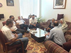 London mayor Matt Brown meets with local Muslim leaders at the London Muslim Mosque in London, Ont. on Friday August 12, 2016, to stand with the Muslim community after recent terror threatening attacks.  (HALA GHONAIM, The London Free Press)