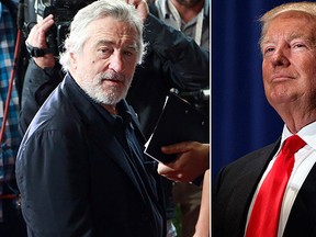 Robert De Niro, left, compared Republican presidential nominee Donald Trump, right, to the mentally disturbed “Taxi Driver” character Travis Bickle. (AP File Photos)