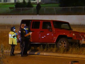 Ontario Provincial Police investigate a fatality on Hwy. 427 at Dixon Rd. on Aug. 12, 2016. (Pascal Marchand/Special to the Toronto Sun)