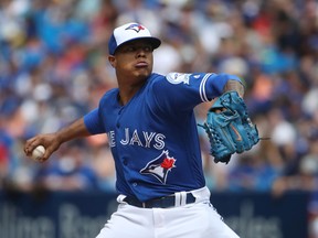 Marcus Stroman of the Toronto Blue Jays delivers a pitch in the fifth inning during MLB game action against the Houston Astros on August 14, 2016 at Rogers Centre in Toronto, Ontario, Canada. (Tom Szczerbowski/Getty Images)