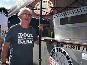 Lorne Merrick, owner of Fat Franks, has been stationed at the Fringe since 1983, for story about vendors and volunteers who have been involved in the Fringe for a long time in Edmonton, Saturday, August 13, 2016. ED KAISER/Postmedia