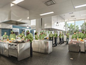 Centennial College’s new eight-storey residence and culinary arts centre opens in September. It features a residence for 740 students on floors two through seven, a culinary arts teaching facility on the ground floor, and conference and events space on the top floor.