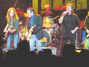 The Eagles, Timothy B. Schmit, left, the late Glenn Frey, Don Henley and Joe Walsh, perform  during a sold-out show on the band?s Farewell I tourin Las Vegas, Nev. in 2003. The band?s music will be featured in the first Jeans ?n? Classics show. (Reuters file photo)