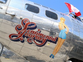 A Second World War B-17 bomber landed at the Greater Sudbury Airport in Greater Sudbury, Ont. on Monday August 15, 2016. Local legion members were on hand to greet the crew. John Lappa/Sudbury Star/Postmedia Network