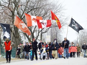 This file photo from March 2013 shows that year's Toxic Tour through Chemical Valley in Sarnia. This year's tour is set for Sunday and is set to follow a two-day Aamjiwnaang Water Gathering. (File photo)