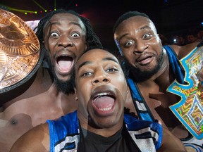 Members of The New Day, from left, Kofi Kingston, Xavier Woods and Big E. (Courtesy of World Wrestling Entertainment)