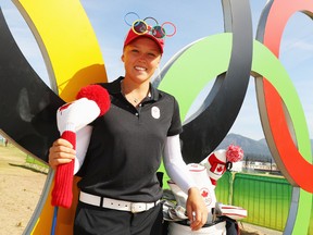 RIO DE JANEIRO, BRAZIL - AUGUST 16:  Brooke Henderson of Canada poses during a practice round prior to the start of the women's golf during Day 11 of the Rio 2016 Olympic Games at Olympic Golf Course on August 16, 2016 in Rio de Janeiro, Brazil.  (Photo by Scott Halleran/Getty Images)