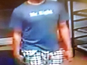 Kingston Police are searching for an attempted robbery suspect. The incident took place at The Store Famous at approximately 9:55 p.m. in Kingston, Ont. on Tuesday August 16, 2016. Photo courtesy of Kingston Police