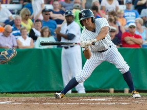 London Majors batter Keith Kandel in a recent Intercounty Baseball League game at Labatt Park. (CRAIG GLOVER, The London Free Press)