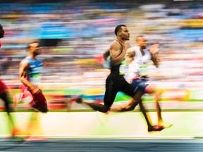 Canada's Andre De Grasse, second from right, races in his 200m heat at the Olympic summer games in Rio de Janeiro, Brazil, Tuesday August 16, 2016. THE CANADIAN PRESS/HO-COC, Mark Blinch