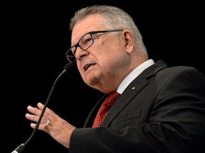 Minister of Public Safety and Emergency Preparedness Ralph Goodale addresses the Canadian Association of Chiefs of Police in Ottawa on Wednesday, Aug. 17, 2016. THE CANADIAN PRESS/Justin Tang