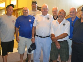 Centennial Sports Club members are gearing up for a celebratory banquet Saturday at their Jonas St. clubhouse followed by an open house the next day. The group started in 1966 with just six members, the last surviving one is Bill Lawrence, third right.