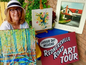 Submitted Photo
Susan Moshynski, local artist and member of the Rednersville Road Art Tour, shows some of her work. Moshynski is one of 26 artists who will be displaying their work during the Rednersville Road Art Tour this coming Labour Day Weekend.