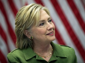 Democratic presidential candidate Hillary Clinton delivers opening remarks during a meeting with law enforcement officials at the John Jay College of Criminal Justice, August 18, 2016 in New York City. The meeting included police chiefs from several metropolitan departments. (Photo by Drew Angerer/Getty Images