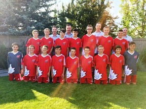 A local Spruce Grove Saints competitive soccer team recently arrived home from the Gothia Cup in Sweden. The massive international tournament gave the boys a taste of elite and global soccer. Photo supplied