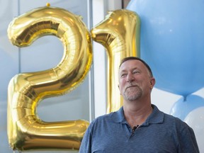 Bill Laharty of Nanaimo, B.C., is awarded $21-million by the BCLC Thursday, Aug. 18, 2016 in Vancouver that he won with a Lotto 6/49 ticket in the Aug. 13 draw.   (Photo by Jason Payne/Postmedia)