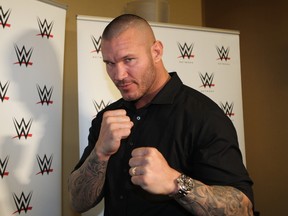 World Wrestling Entertainment star Randy Orton addresses the media at a news conference in Brooklyn, N.Y., on Friday, two days before he faces Brock Lesnar at SummerSlam. (George Tahinos/SLAM! Wrestling)