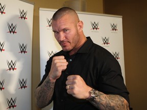 World Wrestling Entertainment star Randy Orton poses following a news conference in Brooklyn, N.Y., on Friday. Orton faces Brock Lesnar in the main event of SummerSlam on Sunday. (George Tahinos/SLAM! Wrestling)