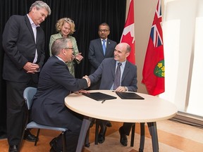 The Hon. Jean-Yves Duclos, federal minister of social development and the Hon. Chirs Ballard, Ontario's minister of housing, met recently to announce measures to give Canadians greater access to more affordable housing.