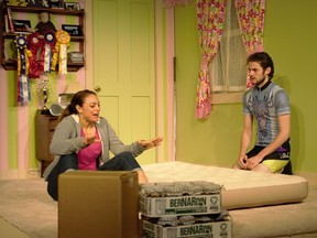 Jane Spence plays Sarah and Ryan Bommarito is Ben in Mark Crawford?s The Birds and the Bees. (Melissa Kempf, Special to Postmedia News)