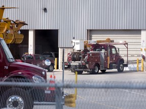 A London Hydro truck is seen parked in the utility company's Horton Street yard in London, Ont. on Friday August 19, 2016. (CRAIG GLOVER, The London Free Press)