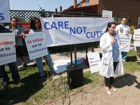 Outside an advance polling station for the Scarborough-Rouge River byelection, Dr. Kulvinder Gill speaks on behalf of a group of doctors pushing for the Ontario government to make changes in health care on Aug. 20, 2016. (Michael Peake/Toronto Sun)