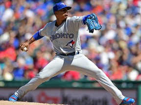 Toronto Blue Jays starting pitcher Marcus Stroman delivers against the Cleveland Indians, Sunday, Aug. 21, 2016, in Cleveland. (AP Photo/David Dermer)