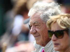 Sir Ian McKellen watches on during the Ladies Singles first round match between Anett Kontaveit of Estonia and Barbora Strycova of Czech Republic on day four of the Wimbledon Lawn Tennis Championships at the All England Lawn Tennis and Croquet Club on June 30, 2016 in London, England.  (Photo by Julian Finney/Getty Images)