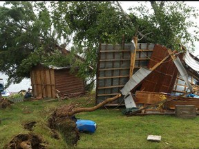 Supplied photo
A sudden storm caused damage to camps along Onaping Lake late Saturday night.