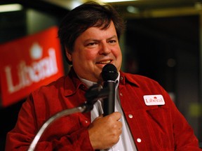 Mauril Belanger speaks to supporters at the Pineview Golf Club after winning his riding in the 41st Canadian General Election, in Ottawa on May 2, 2011. David Kawai / Postmedia