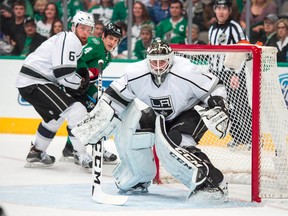 Jhonas Enroth in a game for the Los Angeles in March 2016. (Jerome Miron-USA TODAY Sports)