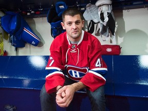 Newly acquired Montreal Canadiens forward Alexander Radulov poses following a news conference in Brossard, Que., Monday, August 22, 2016. (THE CANADIAN PRESS/Graham Hughes)