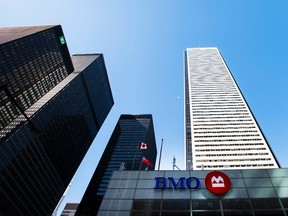 The BMO office tower is shown in Toronto's financial district in Toronto on Tuesday, April 5, 2016. (THE CANADIAN PRESS/Nathan Denette)