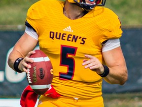 Quarterback Nate Hobbs threw a touchdown in Queen’s 22-17 loss to the McGill Redmen in an exhibition football game in Montreal on Sunday.
(Whig-Standard file photo)