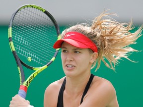 Eugenie Bouchard follows a ball during the match at the Summer Olympics in Rio de Janeiro, Brazil, on Aug. 8, 2016. (AP Photo/Vadim Ghirda)