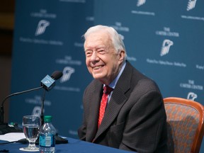 Former President Jimmy Carter discusses his cancer diagnosis during a press conference at the Carter Center on August 20, 2015 in Atlanta, Georgia. (Photo by Jessica McGowan/Getty Images)