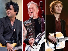 (L-R) Billie Joe Armstrong of Green Day, James Hetfield of Metallica and Beck. (Postmedia/AP file photos)