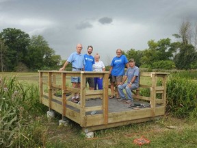 Submitted photo: Volunteers from the Sydenham Field Naturalists and Union Gas built a viewing platform at Peers Wetland.
