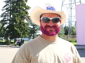Arrowwood’s Colin Gibbs painted his beard pink in support of the Wild Pink Yonder event. Jasmine O'Halloran-Han Vulcan Advocate