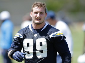 The Chargers releases a statement Wednesday saying they have withdrawn their contract offer to first-round draft pick Joey Bosa and will restructure a new deal that takes into account his absence from the team. (Gregory Bull/AP Photo/Files)