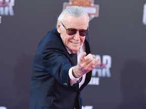 Stan Lee arrives at the Los Angeles premiere of "Captain America: Civil War" at the Dolby Theatre on Tuesday, April 12, 2016. (Photo by Jordan Strauss/Invision/AP)