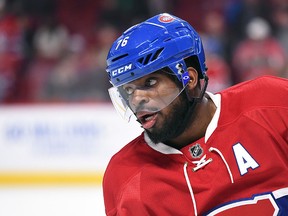 P.K. Subban of the Montreal Canadiens warms up prior to a game against the Buffalo Sabres at the Bell Centre on March 10, 2016. (Francois Lacasse/NHLI via Getty Images)